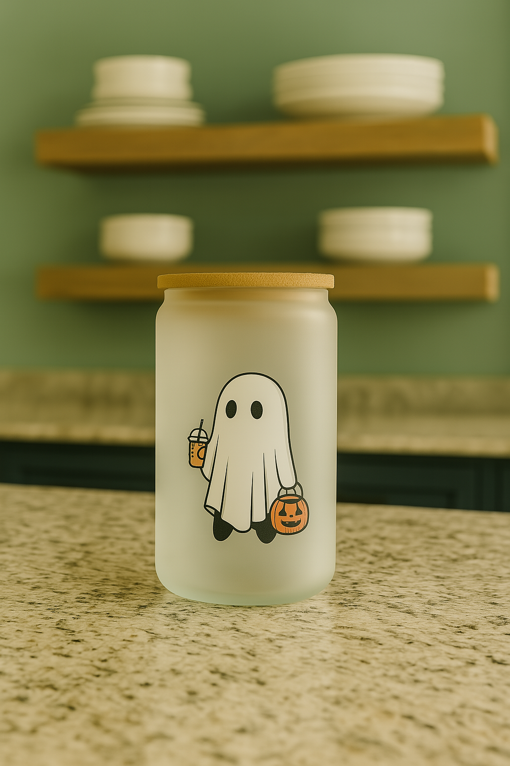 Fall Themed 16oz Glass Jar Tumbler
