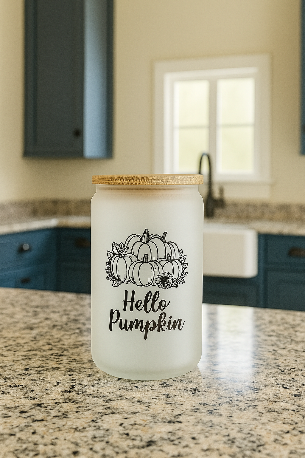 Fall Themed 16oz Glass Jar Tumbler