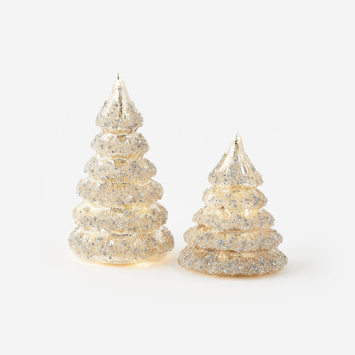 Glittered Layered Glass Tabletop Trees, Set of 2