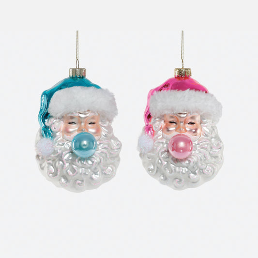 Bubble Gum Santa Glass Ornament
