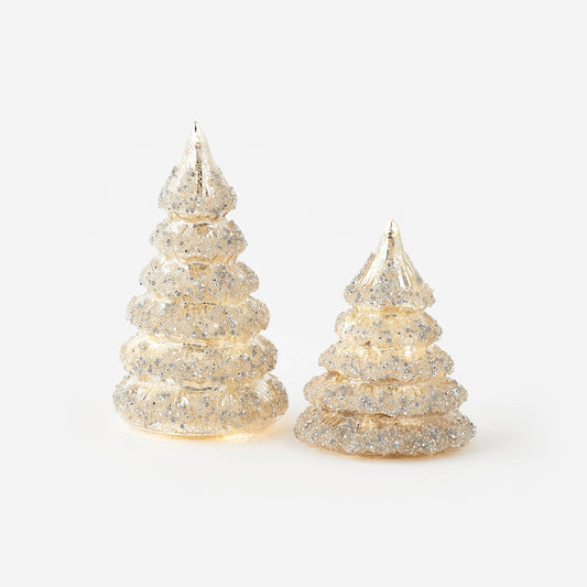 Glittered Layered Glass Tabletop Trees, Set of 2